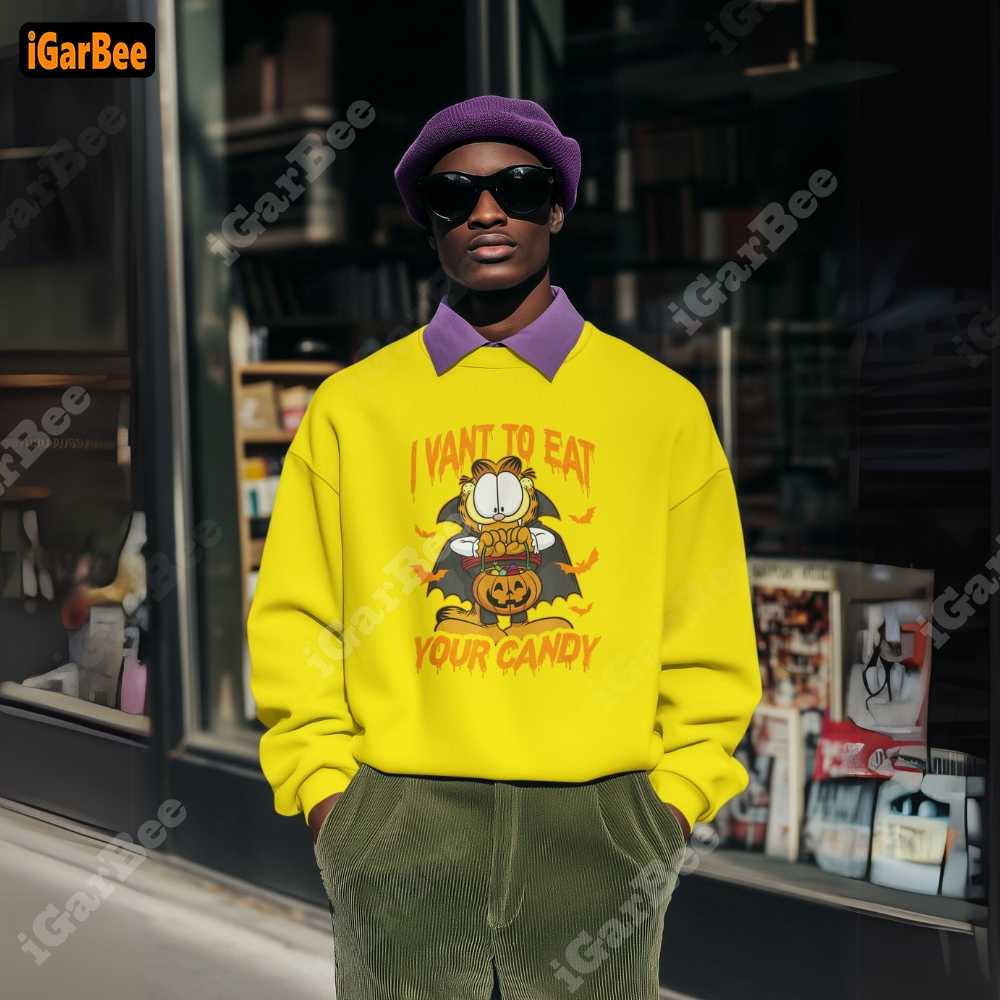 yellow mens garfield sweatshirt yellow mens Garfield sweatshirt