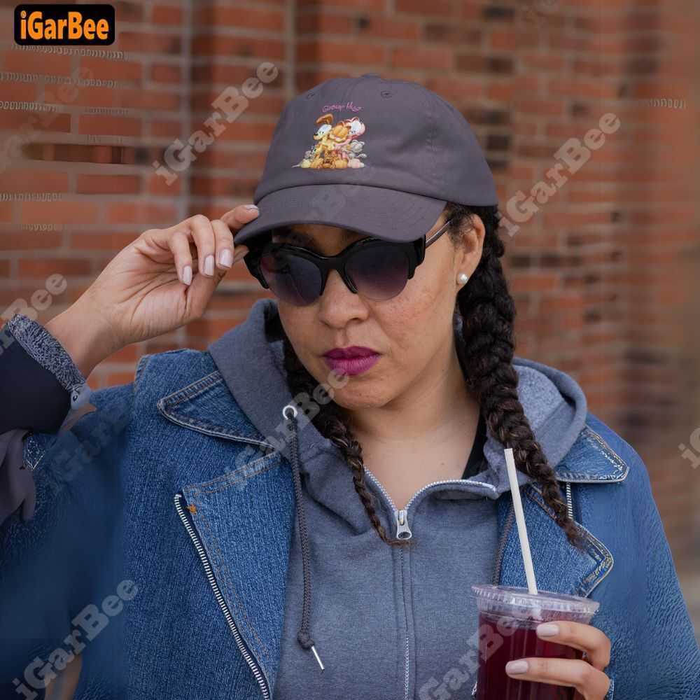 your mom looks cool in a black garfield hat on sunny days gift for mom black Garfield hat