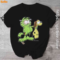 zombie garfield and odie natures mistake black shirt