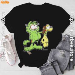 zombie garfield and odie natures mistake black tee shirt
