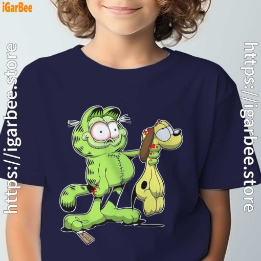 zombie garfield and odie natures mistake navy boy's t shirt