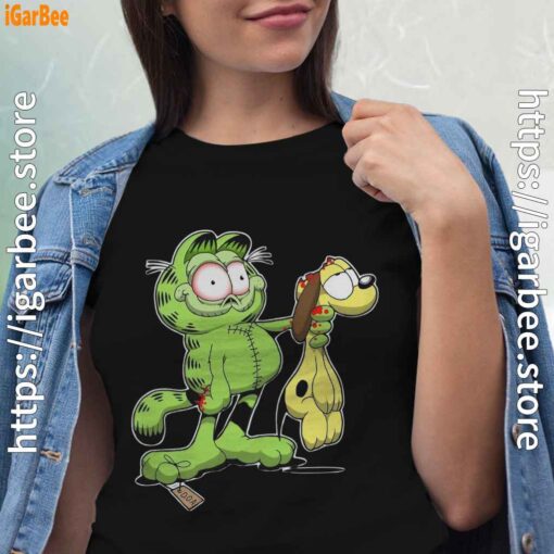 zombie garfield and odie natures mistake women black shirt